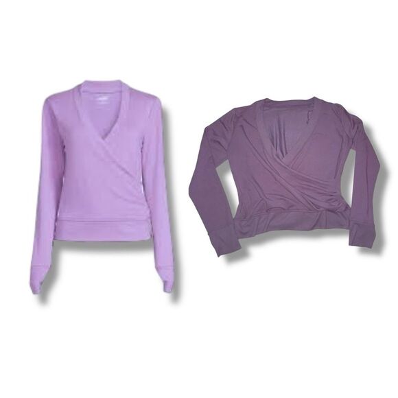 Avia Top Light Purple Y2K-Inspired Wrap Thumbholes Activewear Women’s L (12/14) - Picture 2 of 16